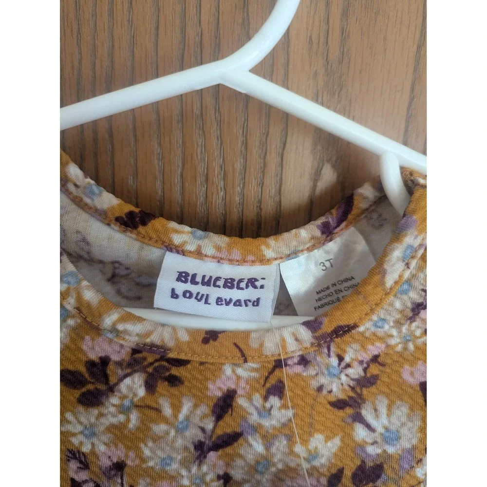 NWT Blueberi Boulevard Burnt Melon Mustard Floral Tiered Sleeveless Dress 3T